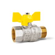 Кран шаровой латунный никелированный 11б27п Ду15 Ру40 (1/2') ВН бабочка GAS