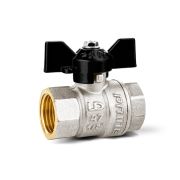Кран шаровой латунный никелированный 11б27п1 Ду15 Ру40 (1/2') ВР/ВР бабочка