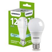 Лампа светодиодная A60 груша 12Вт 230В 6500К E27 GENERICA