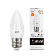 Лампа светодиодная LED 6 Вт 420 лм 3000К свеча теплый E27 AC 220В Elementary Gauss
