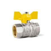 Кран шаровой латунный никелированный 11б27п Ду20 Ру40 (3/4') ВР/ВР бабочка GAS