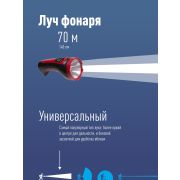 Фонарь ручной аккумуляторный, 1W, аккум. 4V 0,5Ah, 140Лм, 6 часов