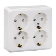 ЭТЮД Розетка четырехместная наружная с заземлением со шторками 16А 250B белая