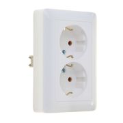 ХИТ Розетка двойная скрытая белая с заземлением без шторок 16А 250В