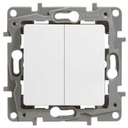 Выключатель 2-клавишный 10А безвинтовое крепление белый ETIKA