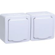 Гермес PLUS Розетка двойная наружная с заземлением с крышкой IP54