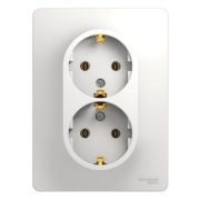 GLOSSA Розетка двойная с заземлением в сборе белая