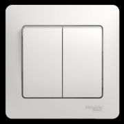 GLOSSA Выключатель двухклавишный в сборе белый сх.5