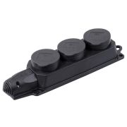 ОМЕГА Розетка каучук тройная с защитными крышками IP44