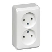 ЭТЮД Розетка двойная наружная без заземления без шторок белая