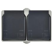 ФОРС Розетка двойная наружная с заземлением с крышкой IP54