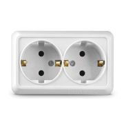 Олимп Розетка двойная с заземлением белая наружная